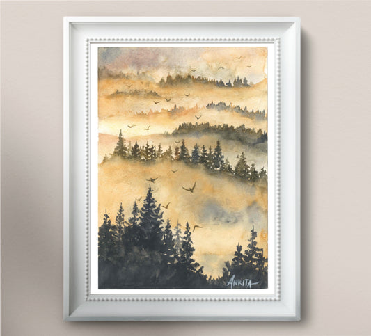 Sunset In The Mountains Art Print